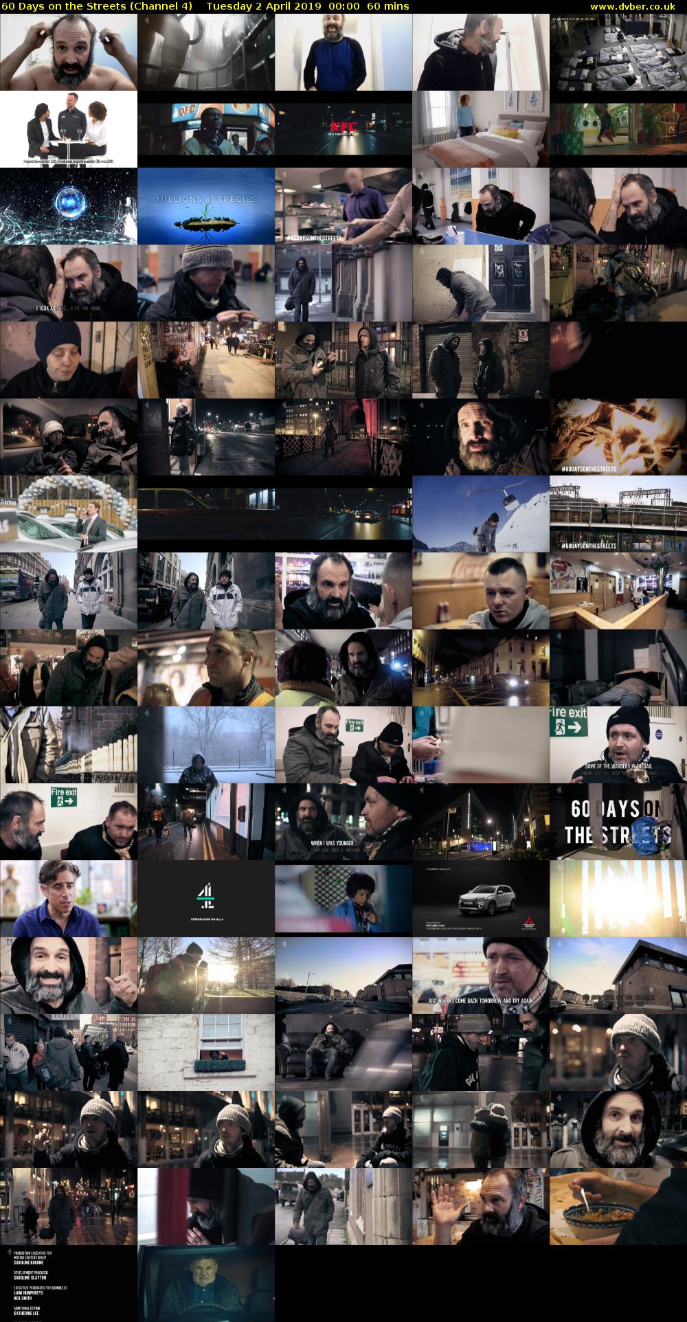 60 Days on the Streets (Channel 4) Tuesday 2 April 2019 00:00 - 01:00
