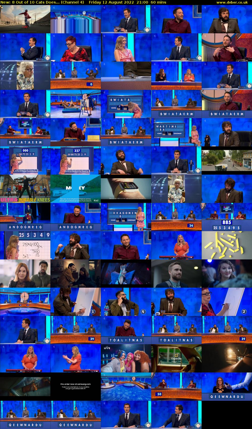 8 Out of 10 Cats Does... (Channel 4) Friday 12 August 2022 21:00 - 22:00