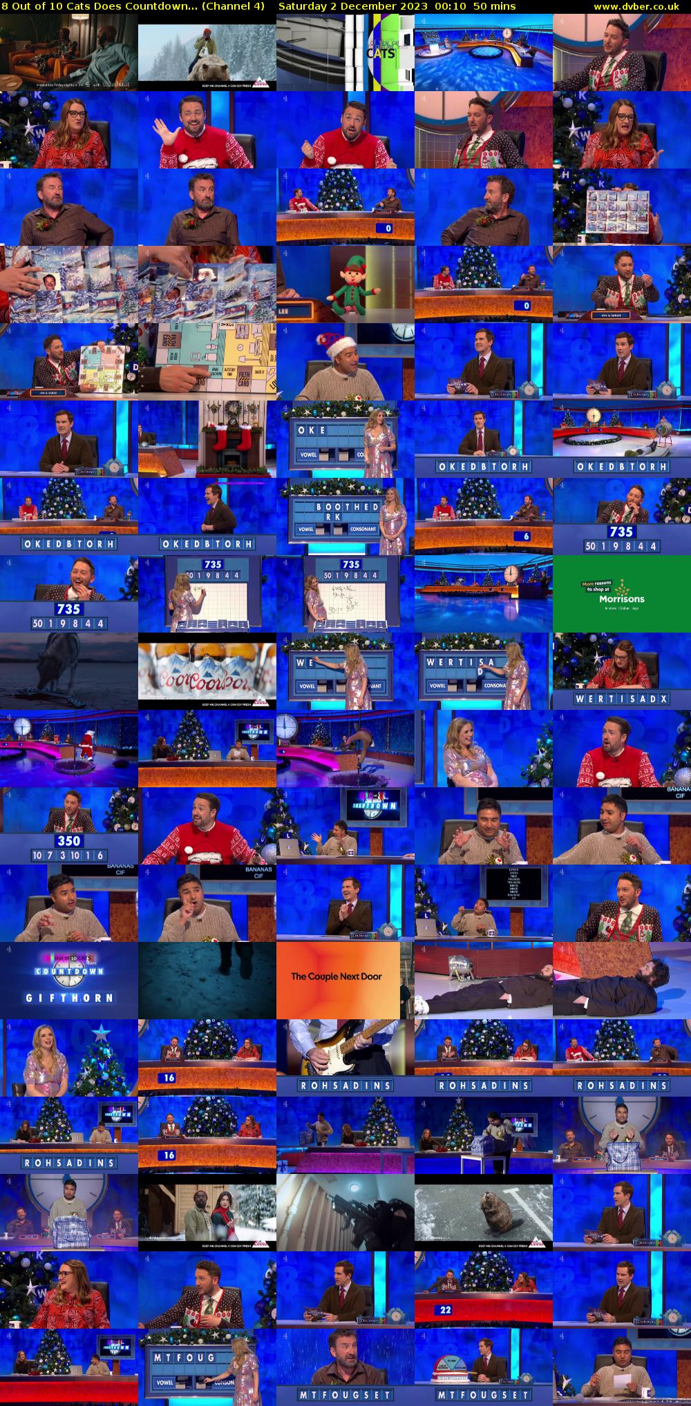 8 Out of 10 Cats Does Countdown... (Channel 4) Saturday 2 December 2023 00:10 - 01:00