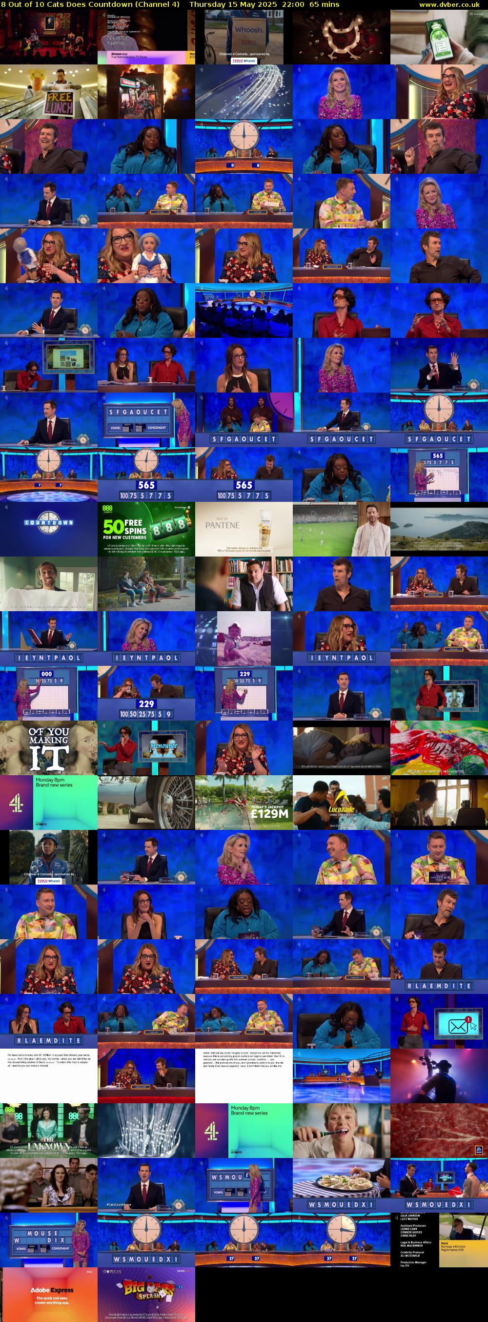 8 Out of 10 Cats Does Countdown (Channel 4) Thursday 15 May 2025 22:00 - 23:05