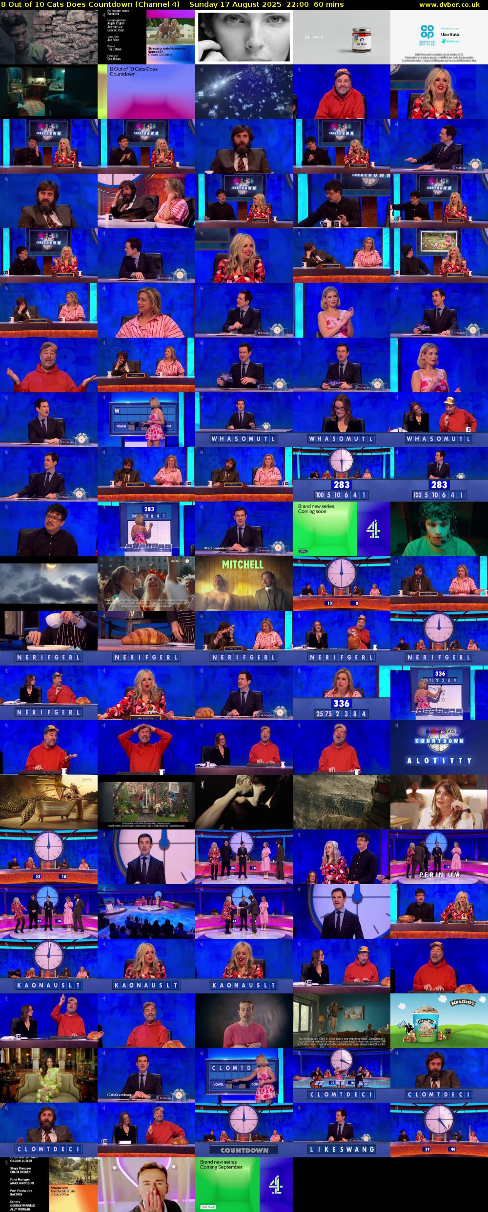 8 Out of 10 Cats Does Countdown (Channel 4) Sunday 17 August 2025 22:00 - 23:00