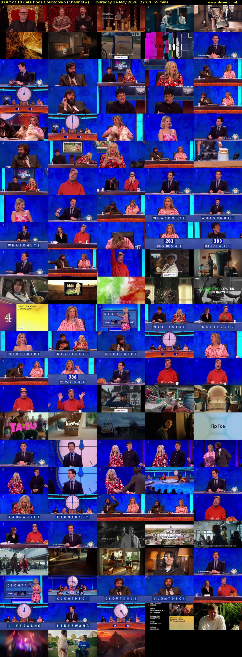 8 Out of 10 Cats Does Countdown (Channel 4) Thursday 14 May 2026 22:00 - 23:05