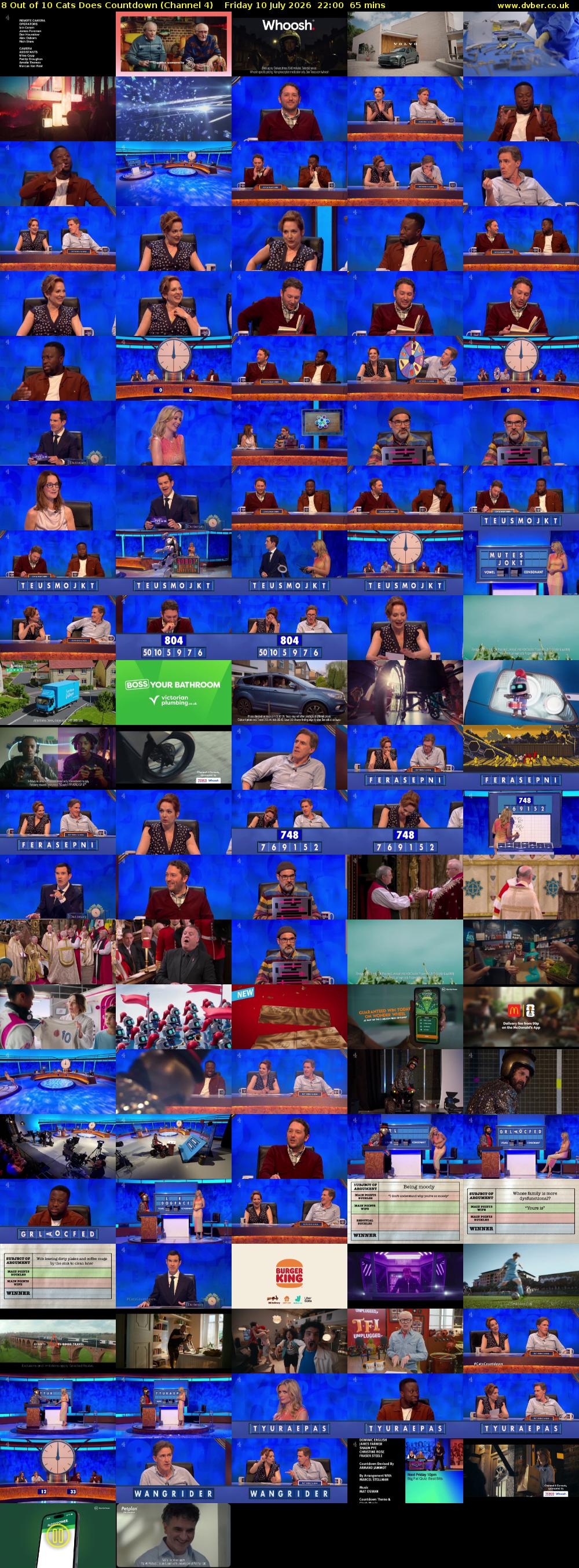 8 Out of 10 Cats Does Countdown (Channel 4) Friday 10 July 2026 22:00 - 23:05