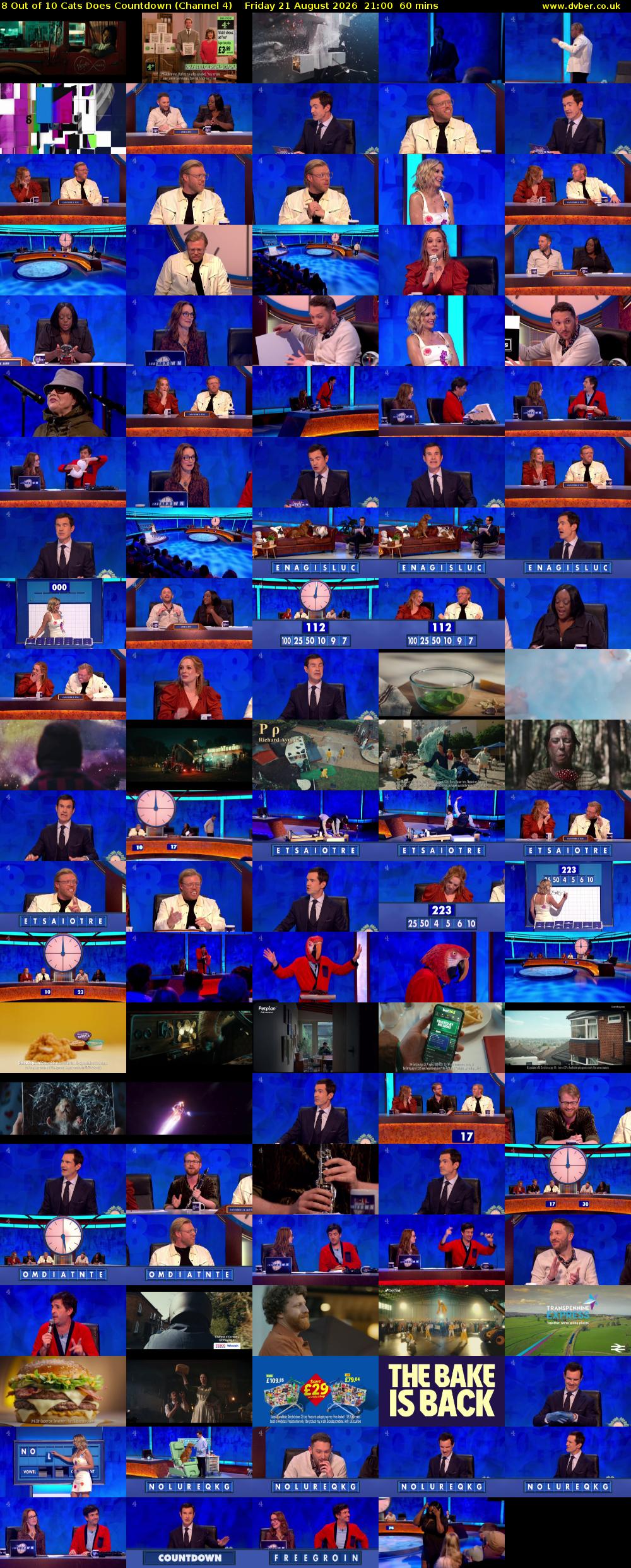 8 Out of 10 Cats Does Countdown (Channel 4) Friday 21 August 2026 21:00 - 22:00
