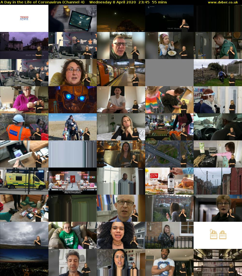 A Day in the Life of Coronavirus (Channel 4) Wednesday 8 April 2020 23:45 - 00:40