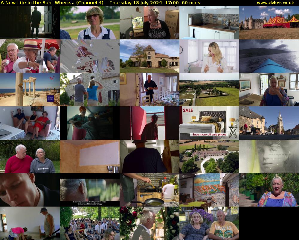 A New Life in the Sun: Where... (Channel 4) Thursday 18 July 2024 17:00 - 18:00