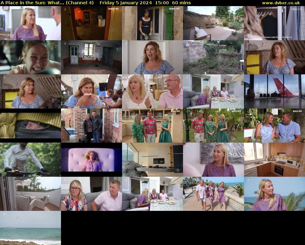 A Place in the Sun: What... (Channel 4) Friday 5 January 2024 15:00 - 16:00