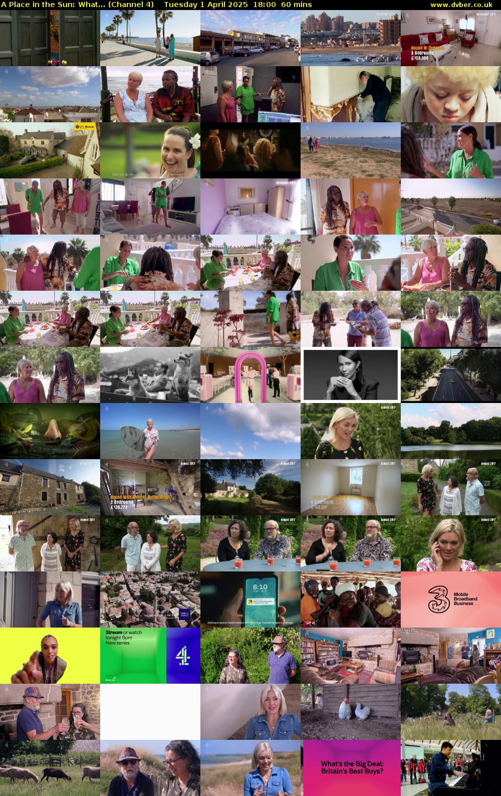 A Place in the Sun: What... (Channel 4) Tuesday 1 April 2025 18:00 - 19:00