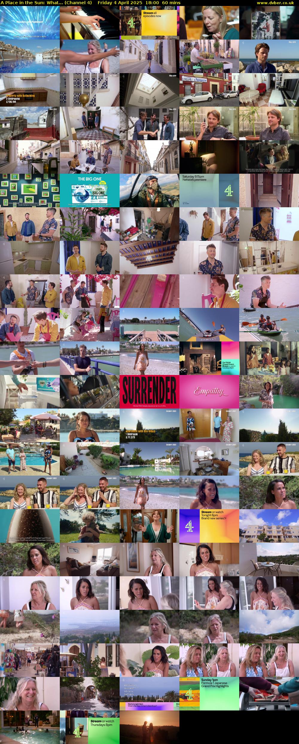 A Place in the Sun: What... (Channel 4) Friday 4 April 2025 18:00 - 19:00