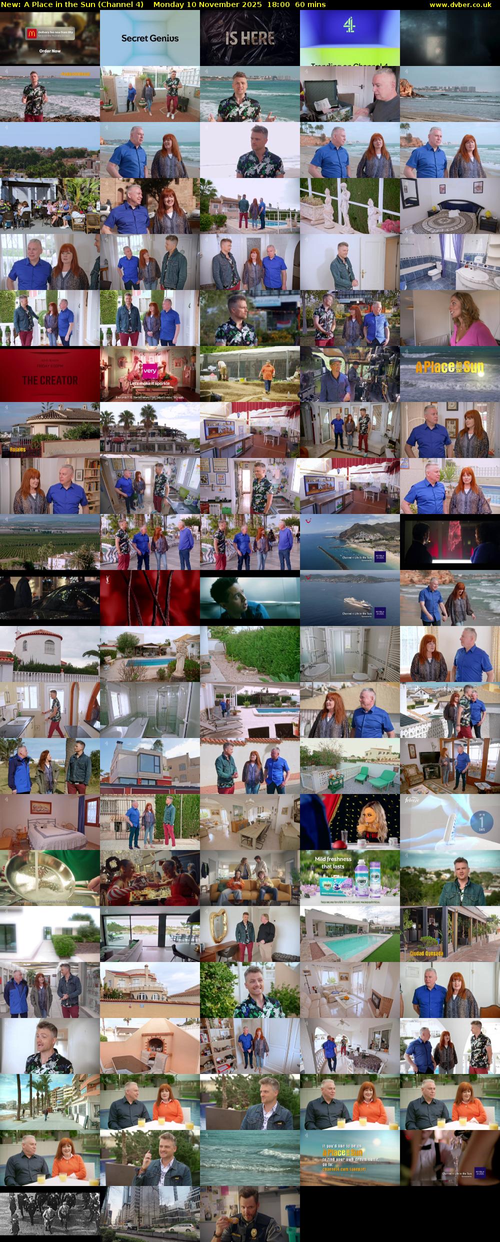 A Place in the Sun (Channel 4) Monday 10 November 2025 18:00 - 19:00