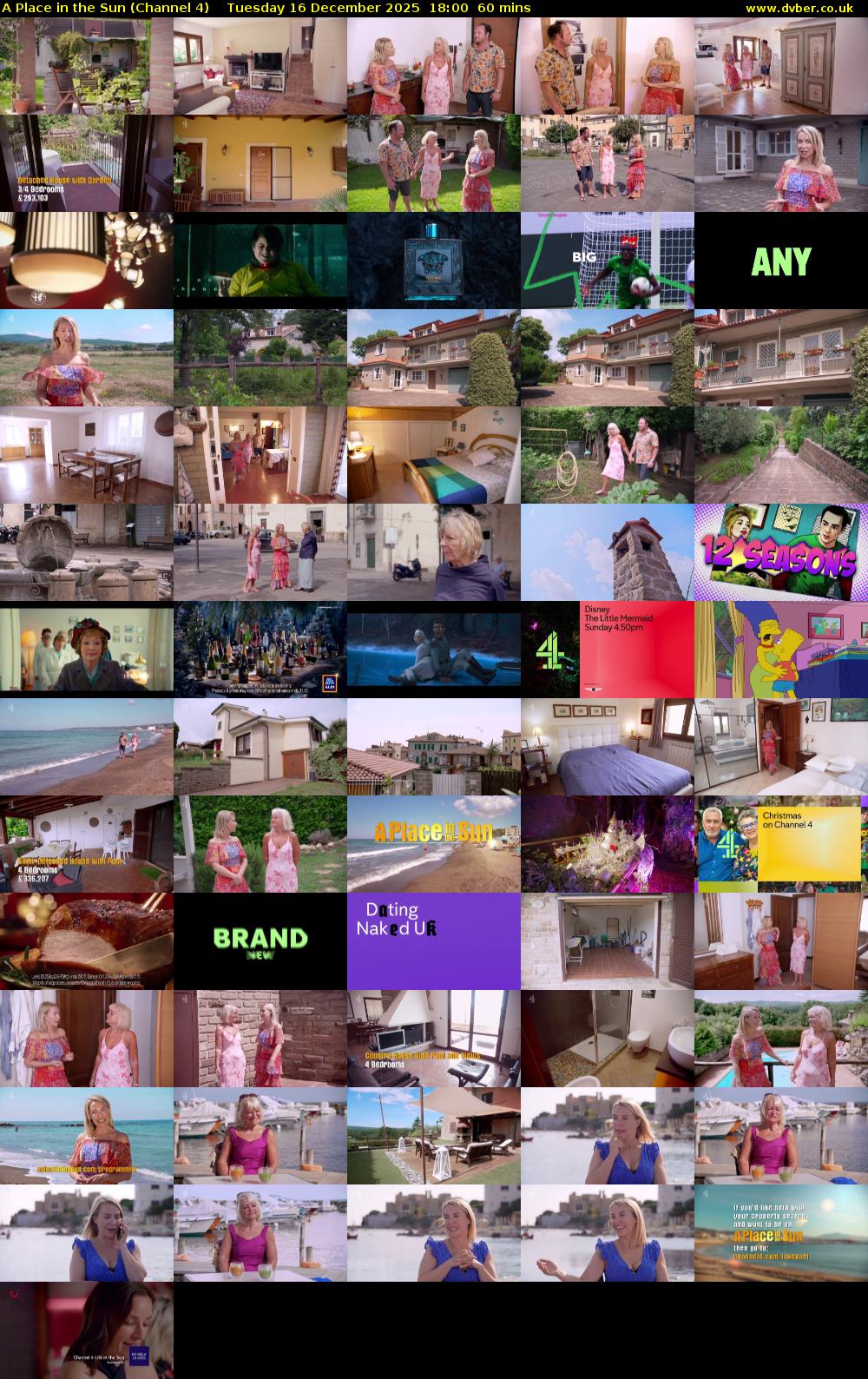 A Place in the Sun (Channel 4) Tuesday 16 December 2025 18:00 - 19:00