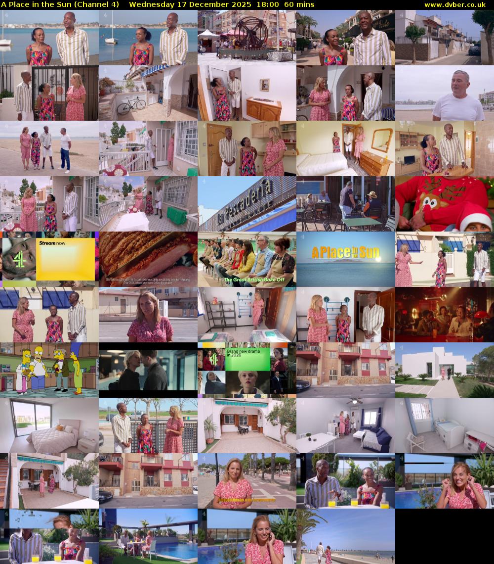 A Place in the Sun (Channel 4) Wednesday 17 December 2025 18:00 - 19:00