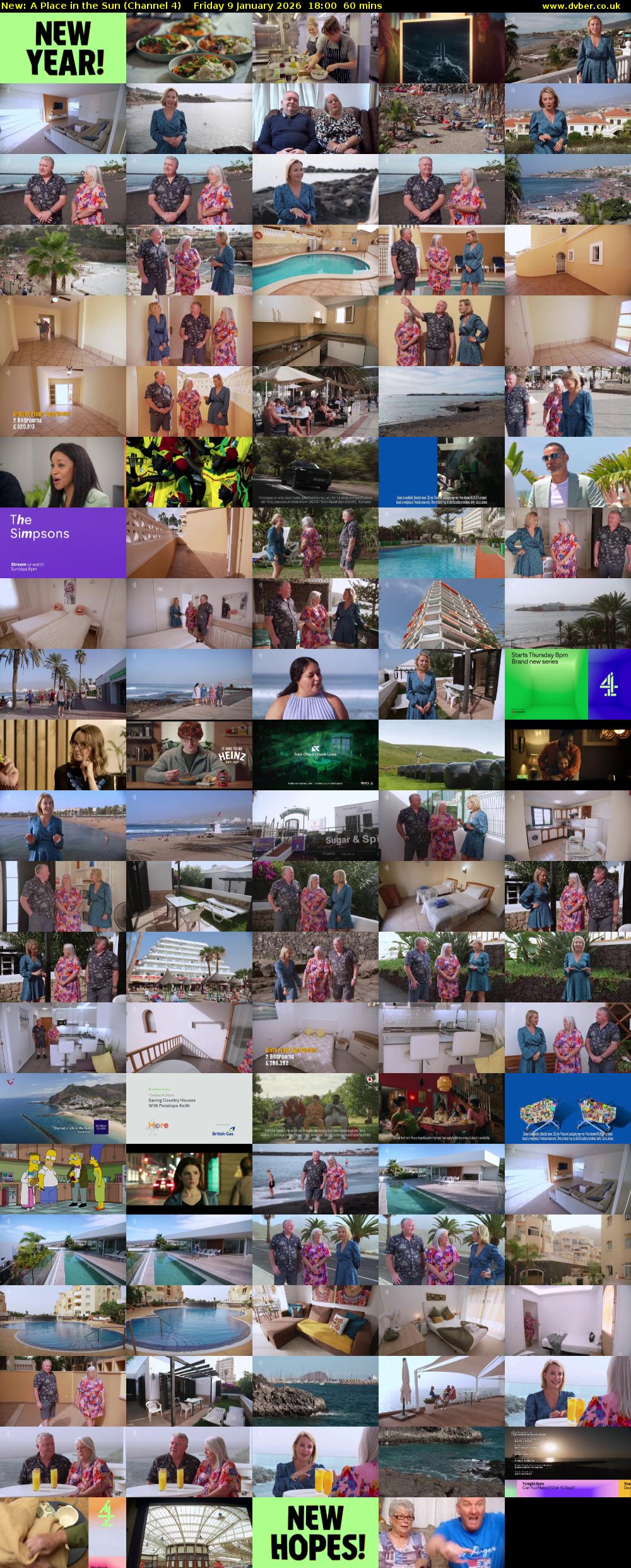 A Place in the Sun (Channel 4) Friday 9 January 2026 18:00 - 19:00