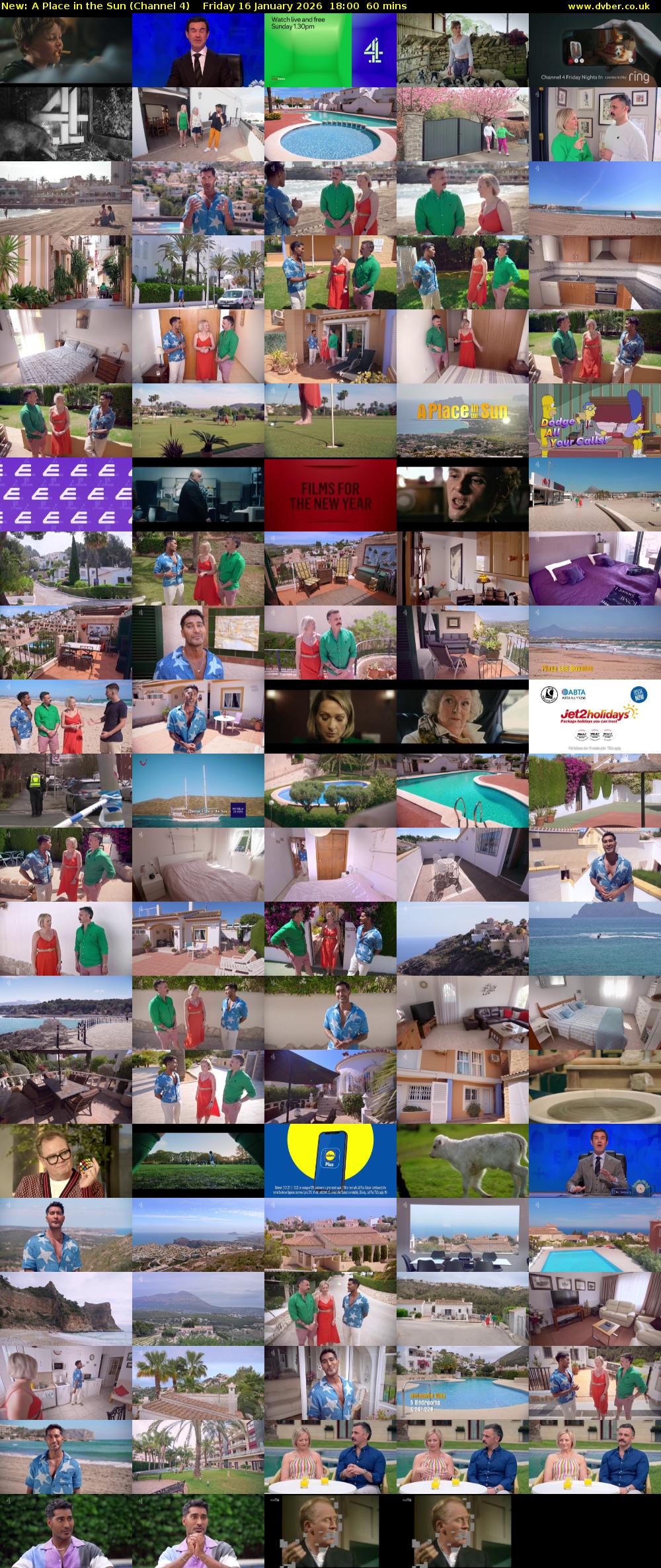 A Place in the Sun (Channel 4) Friday 16 January 2026 18:00 - 19:00