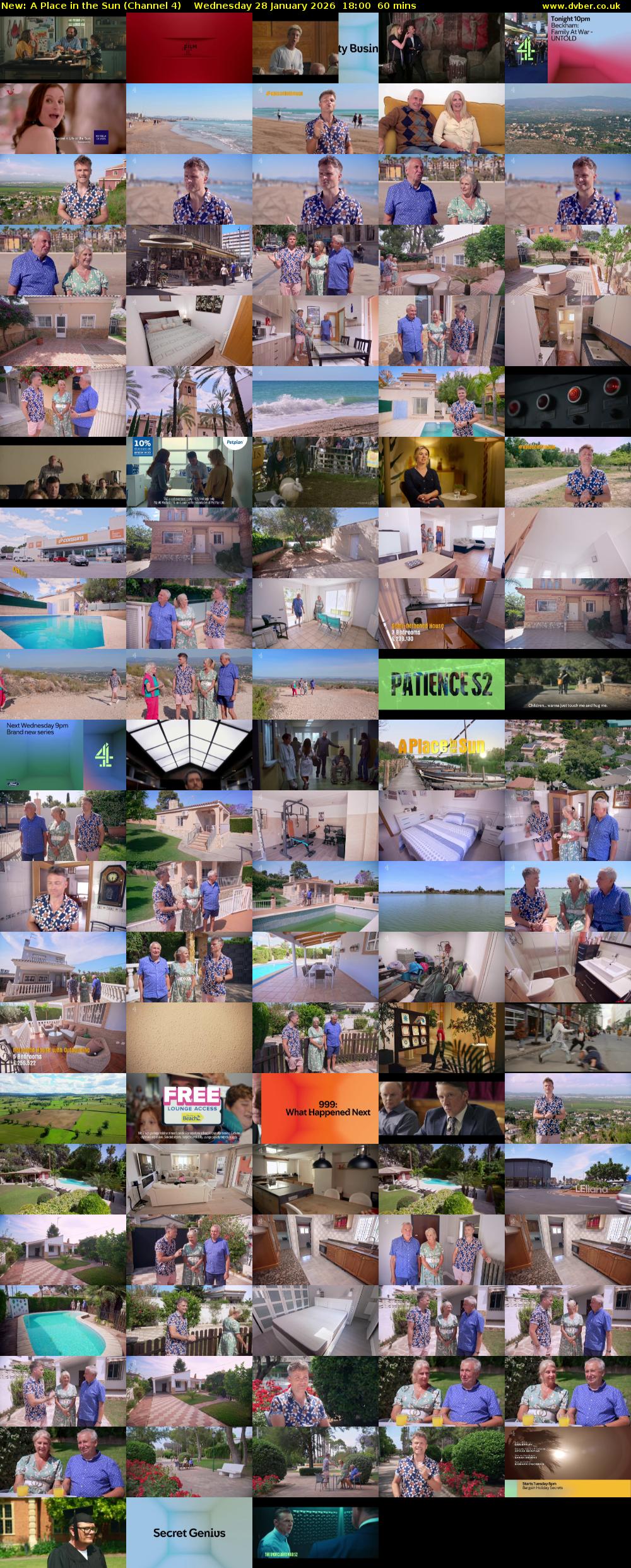 A Place in the Sun (Channel 4) Wednesday 28 January 2026 18:00 - 19:00