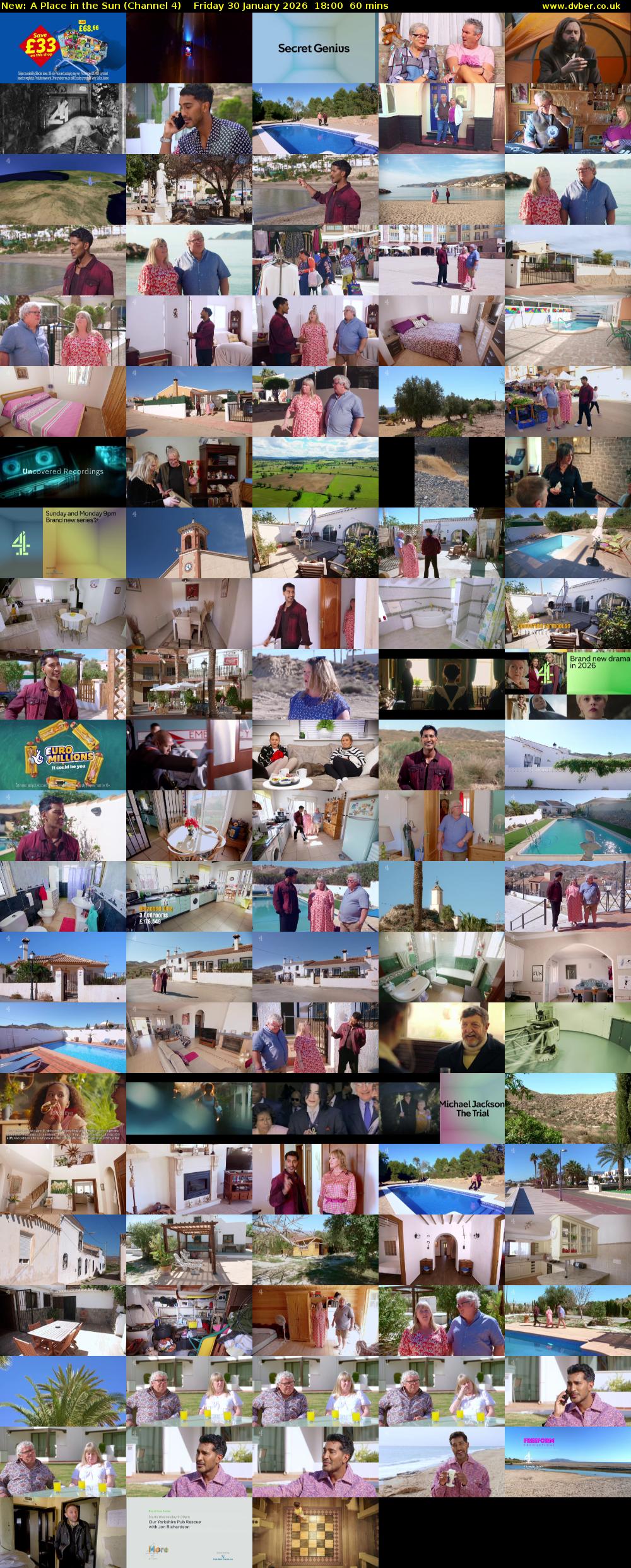 A Place in the Sun (Channel 4) Friday 30 January 2026 18:00 - 19:00