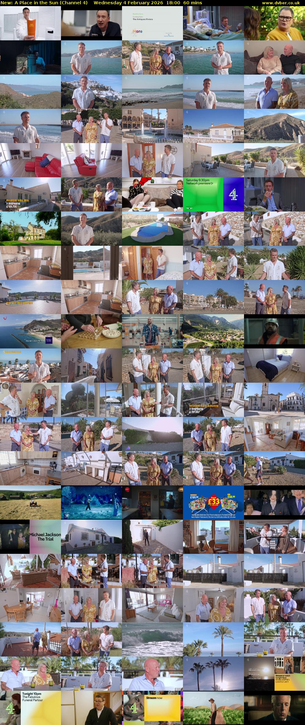 A Place in the Sun (Channel 4) Wednesday 4 February 2026 18:00 - 19:00