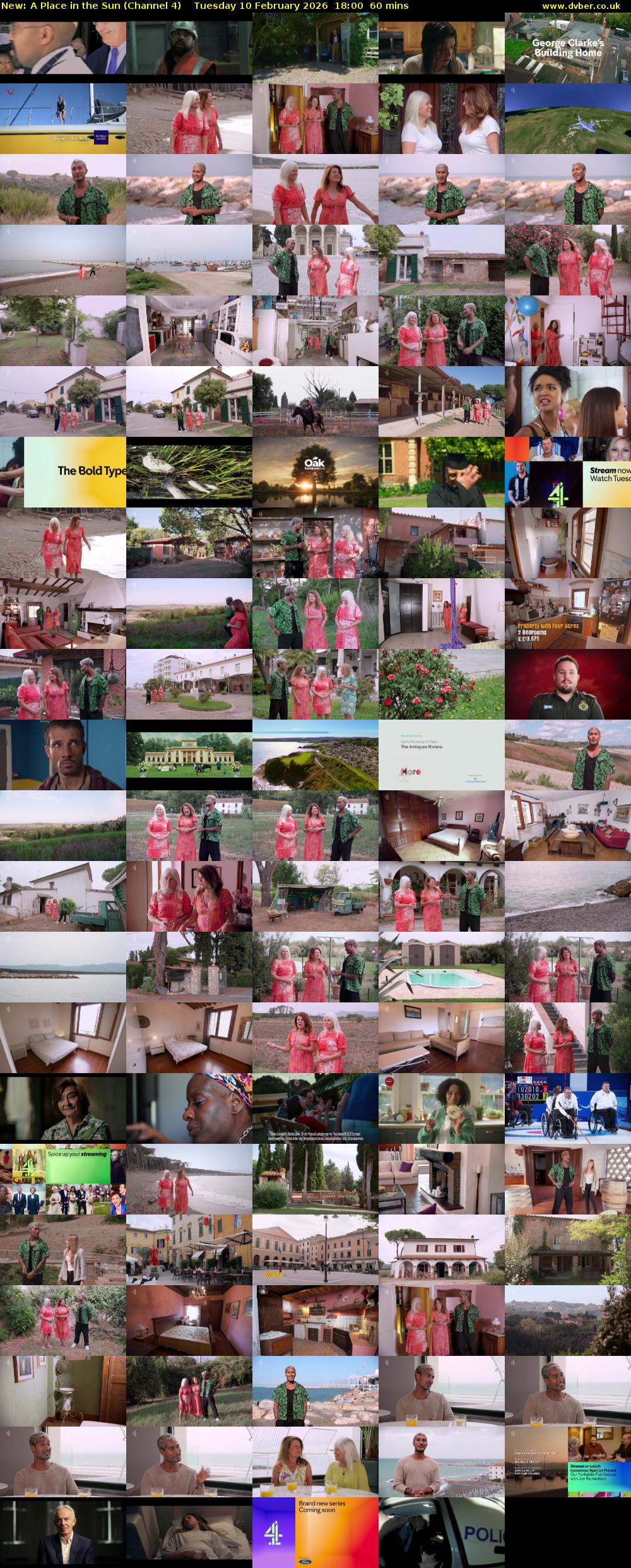 A Place in the Sun (Channel 4) Tuesday 10 February 2026 18:00 - 19:00