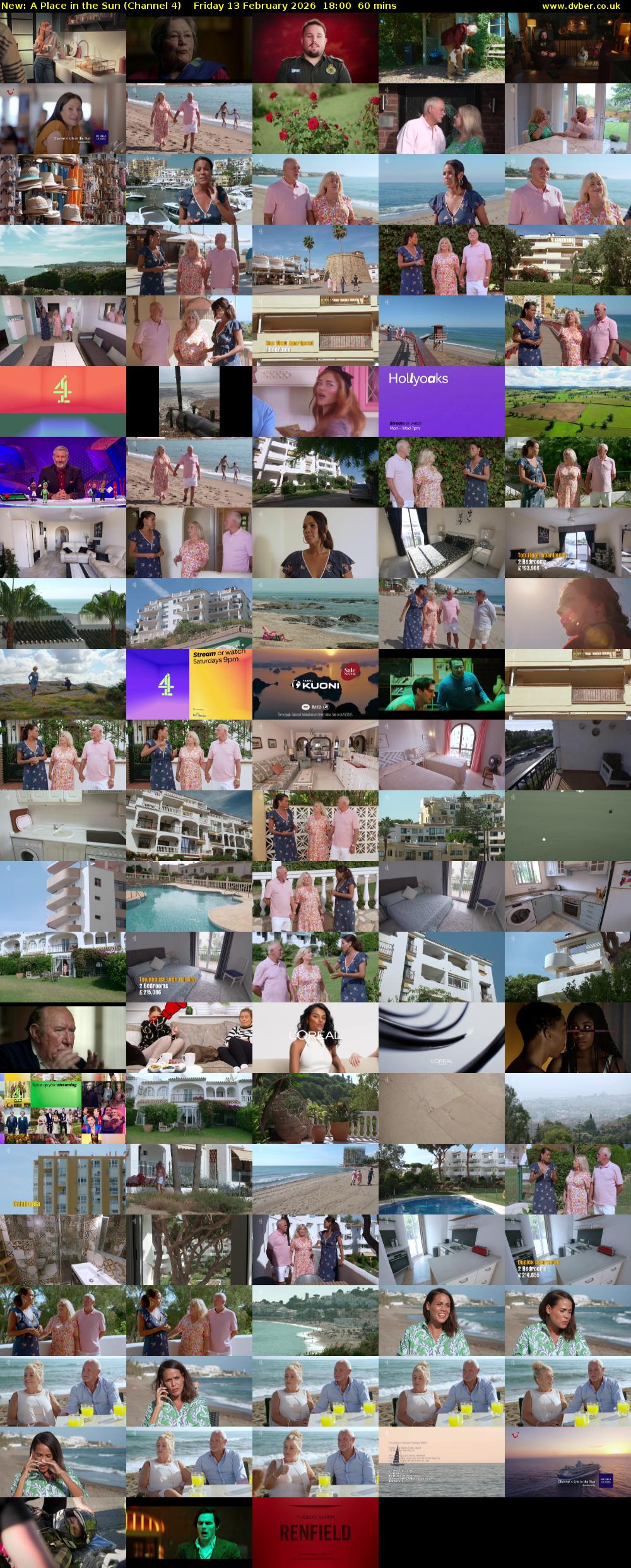 A Place in the Sun (Channel 4) Friday 13 February 2026 18:00 - 19:00