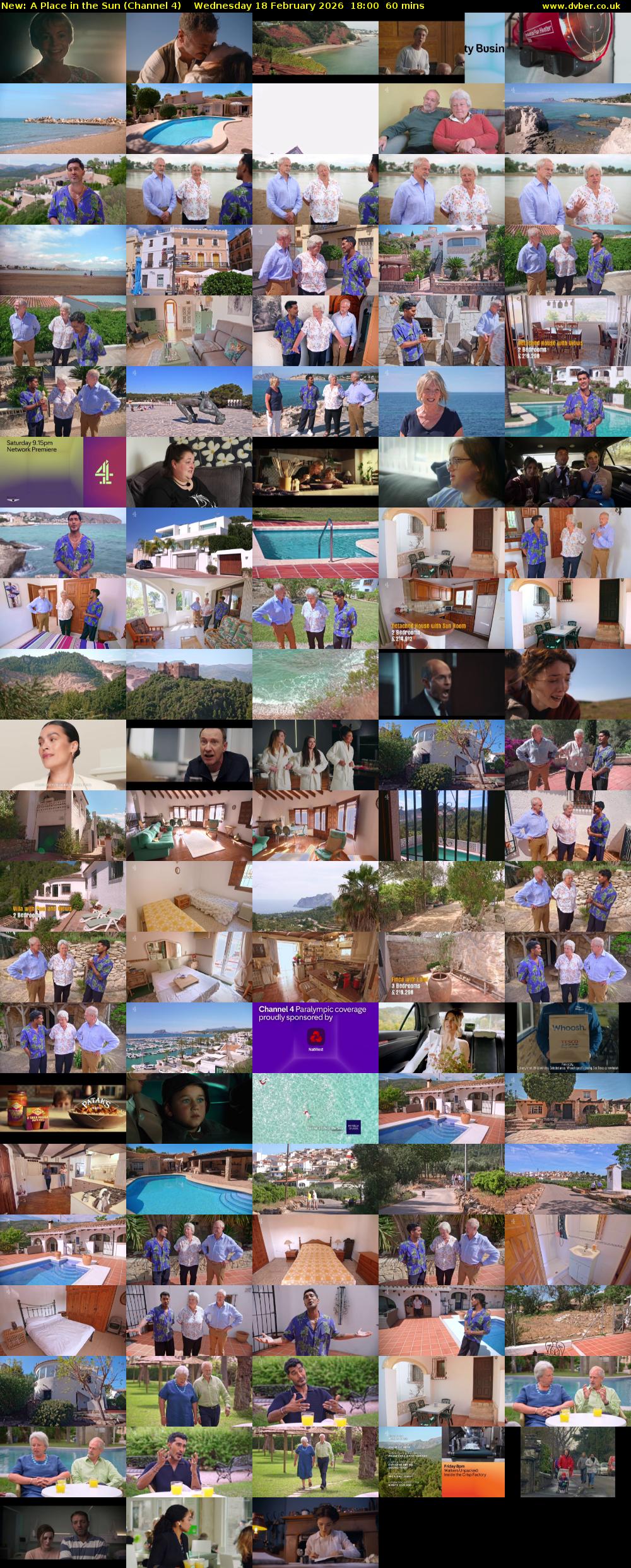 A Place in the Sun (Channel 4) Wednesday 18 February 2026 18:00 - 19:00