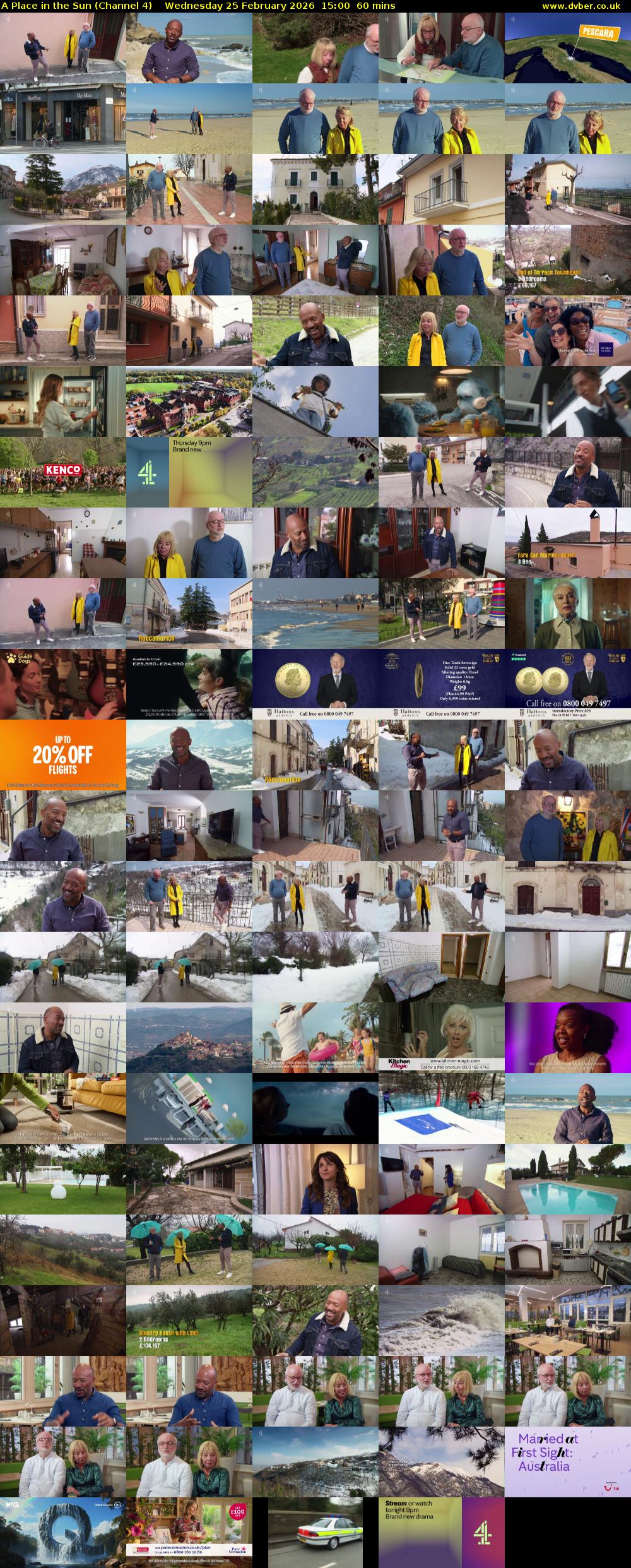 A Place in the Sun (Channel 4) Wednesday 25 February 2026 15:00 - 16:00