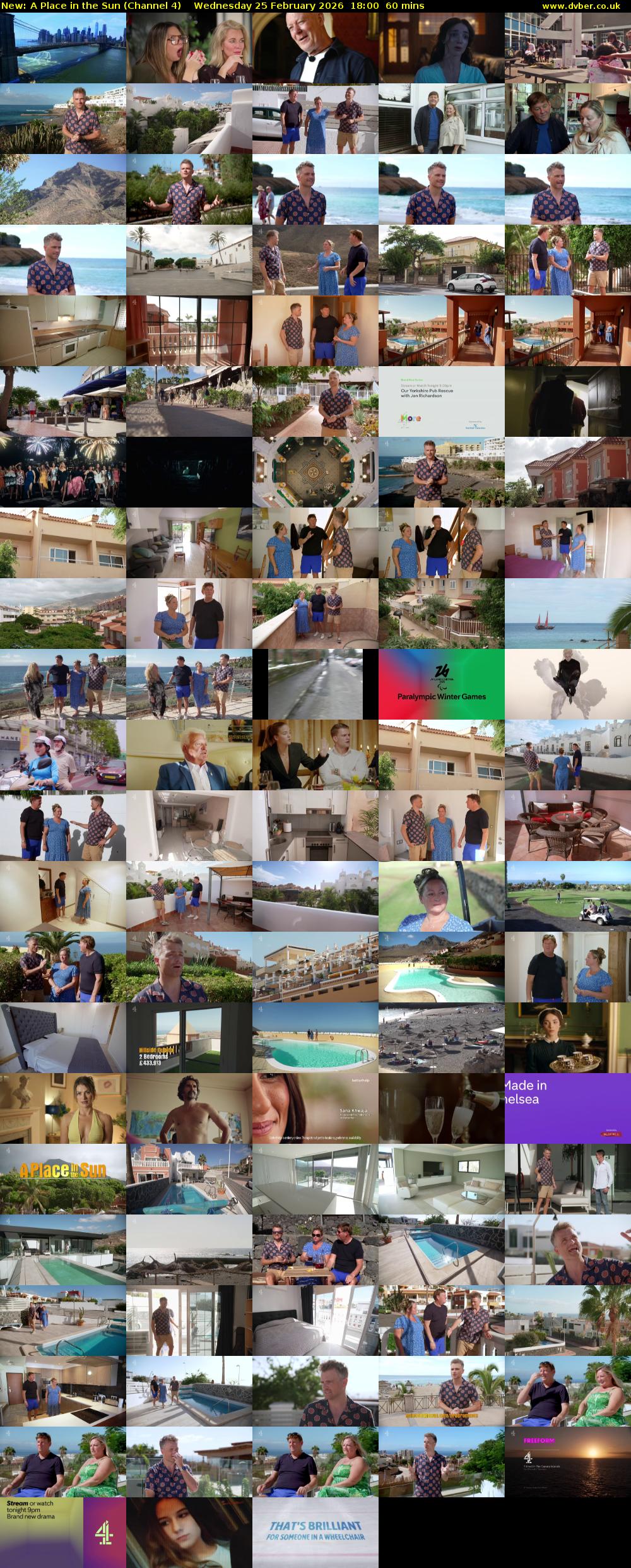 A Place in the Sun (Channel 4) Wednesday 25 February 2026 18:00 - 19:00