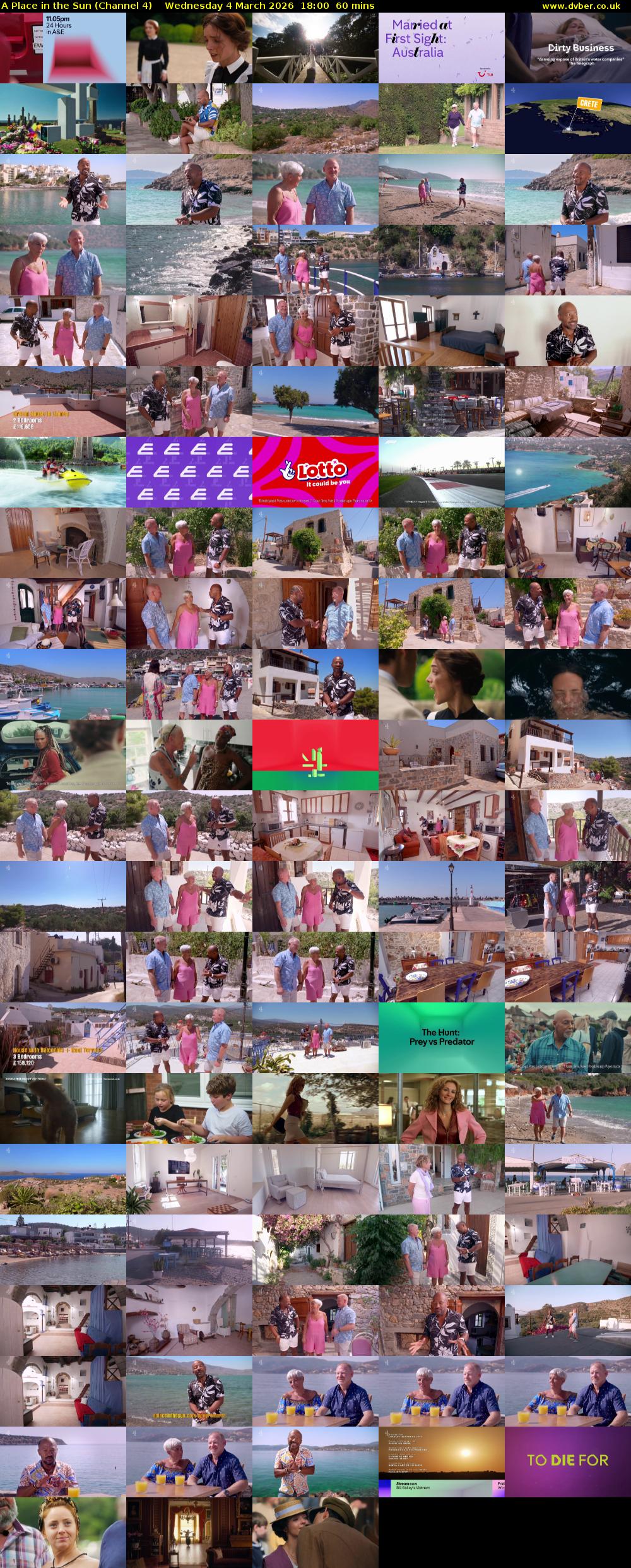 A Place in the Sun (Channel 4) Wednesday 4 March 2026 18:00 - 19:00