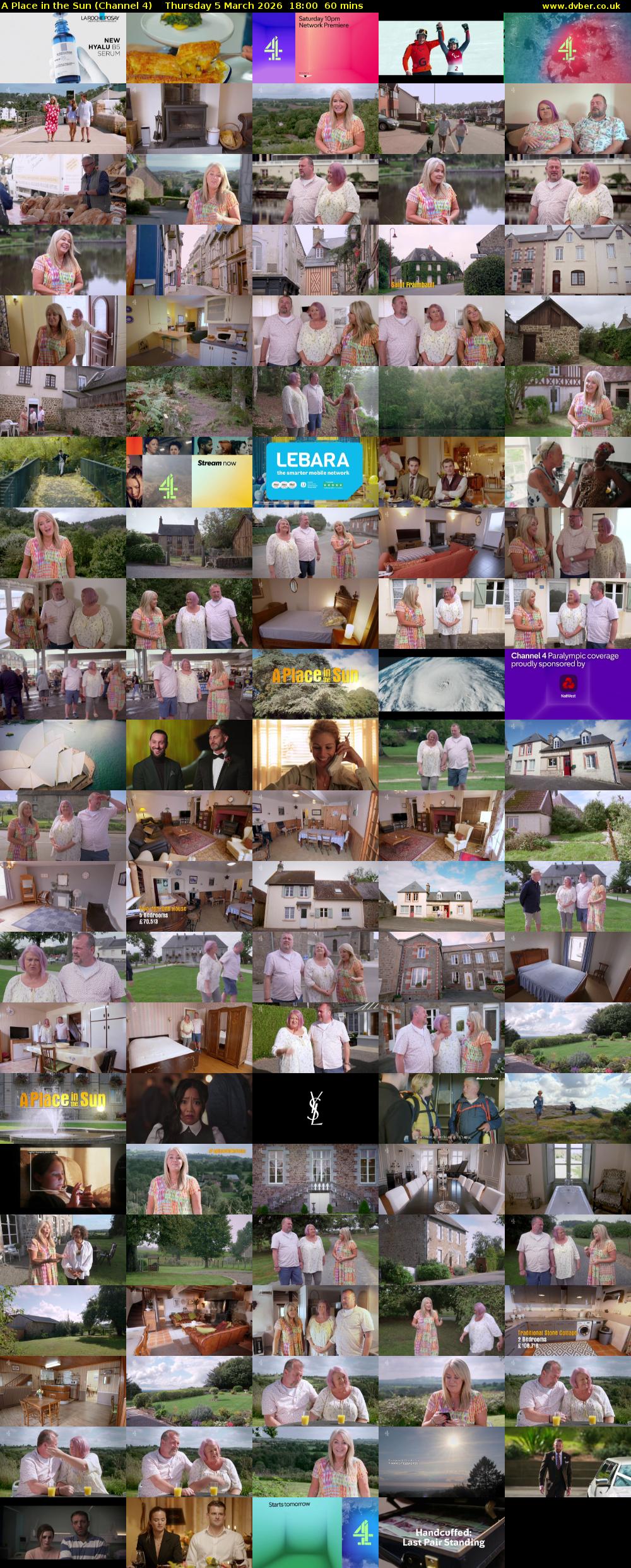 A Place in the Sun (Channel 4) Thursday 5 March 2026 18:00 - 19:00