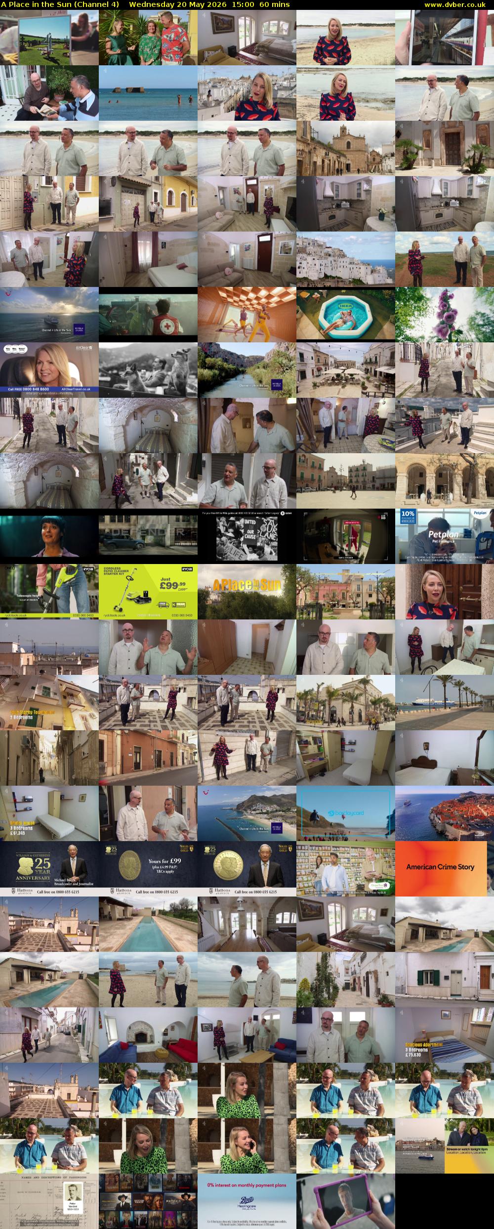 A Place in the Sun (Channel 4) Wednesday 20 May 2026 15:00 - 16:00