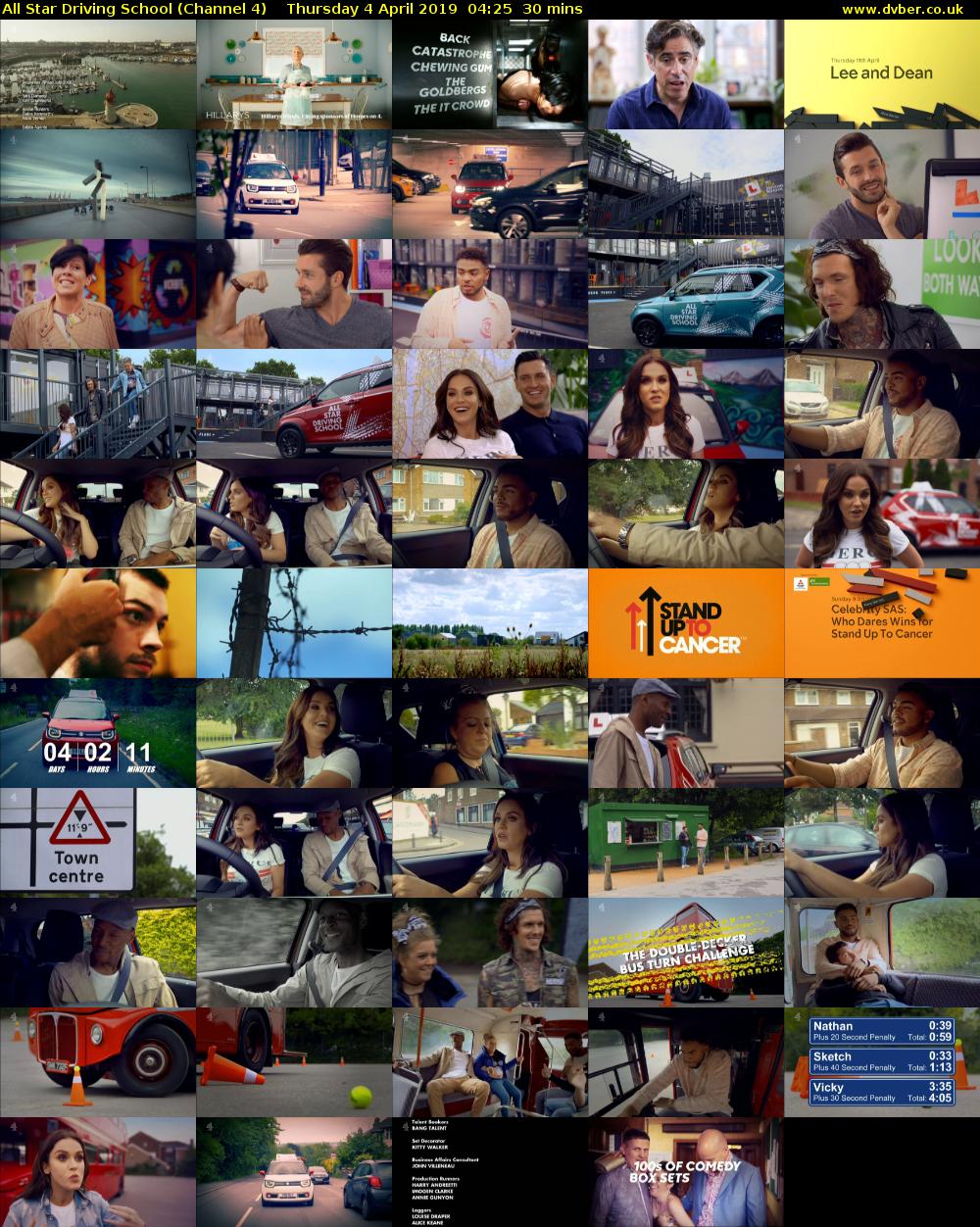 All Star Driving School (Channel 4) Thursday 4 April 2019 04:25 - 04:55