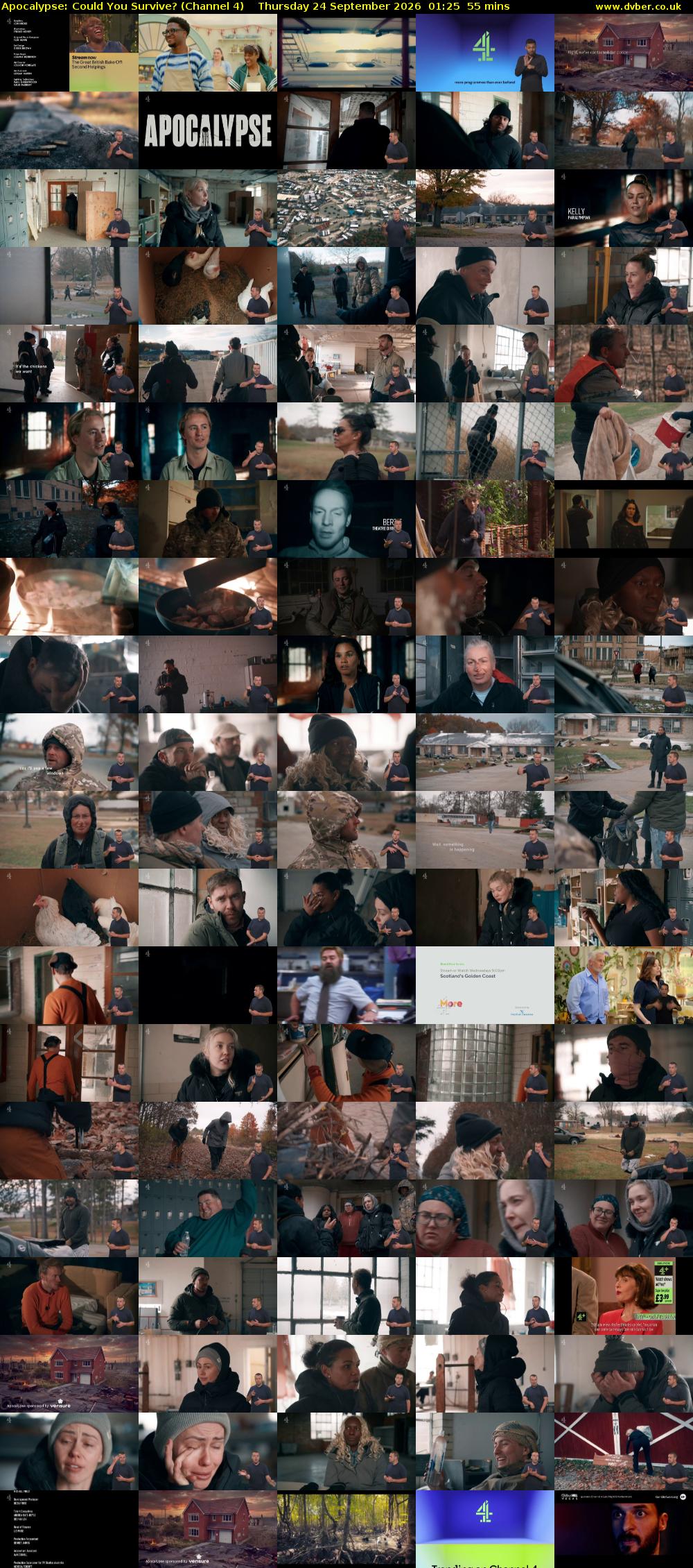 Apocalypse: Could You Survive? (Channel 4) Thursday 24 September 2026 01:25 - 02:20