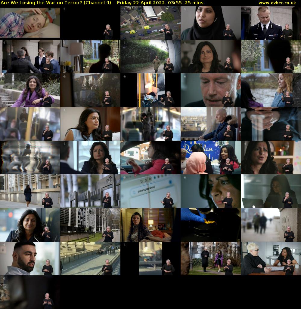 Are We Losing the War on Terror? (Channel 4) Friday 22 April 2022 03:55 - 04:20