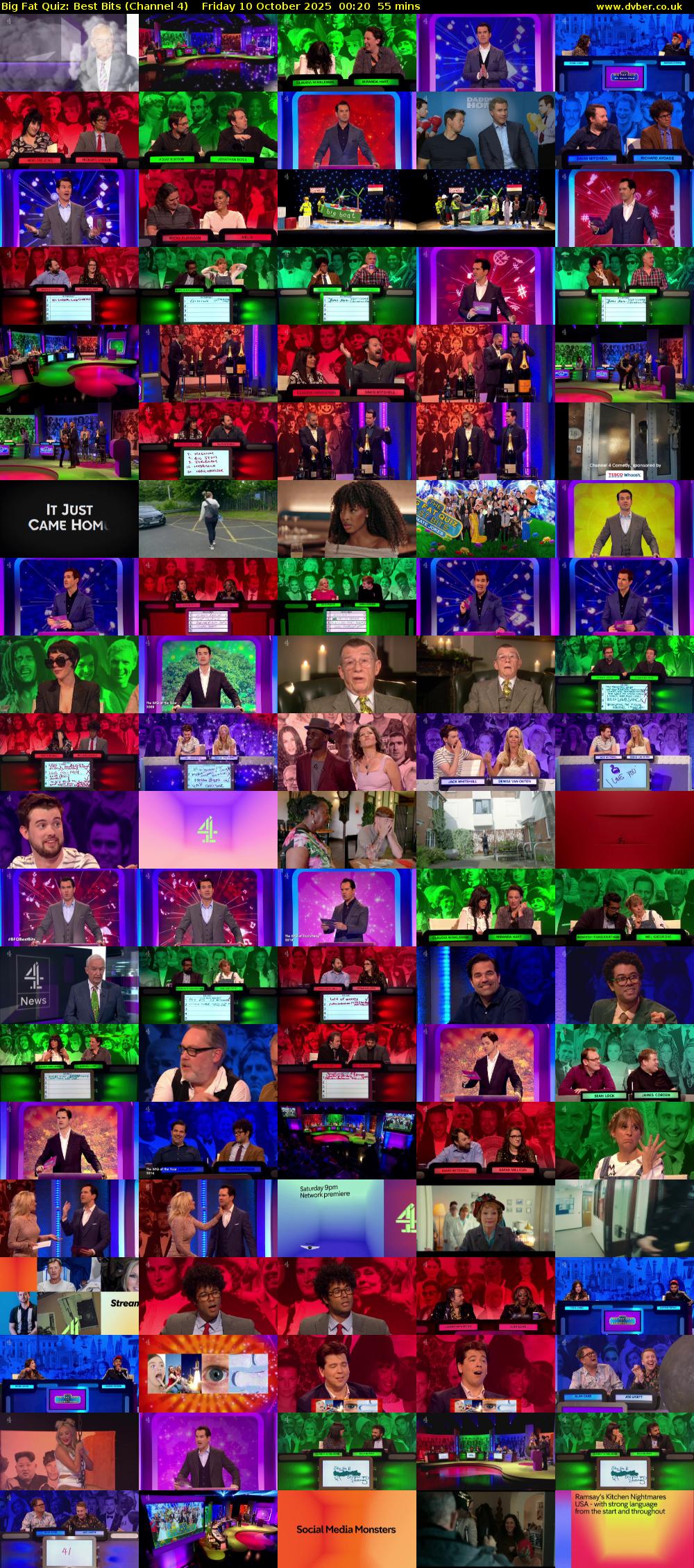 Big Fat Quiz: Best Bits (Channel 4) Friday 10 October 2025 00:20 - 01:15