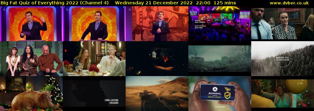 Big Fat Quiz of Everything 2022 (Channel 4) Wednesday 21 December 2022 22:00 - 00:05