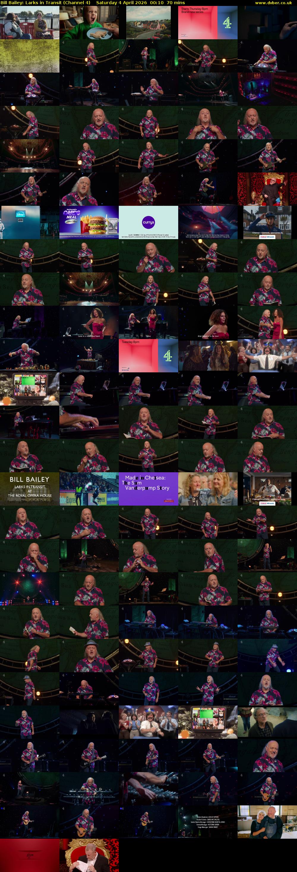 Bill Bailey: Larks in Transit (Channel 4) Saturday 4 April 2026 00:10 - 01:20
