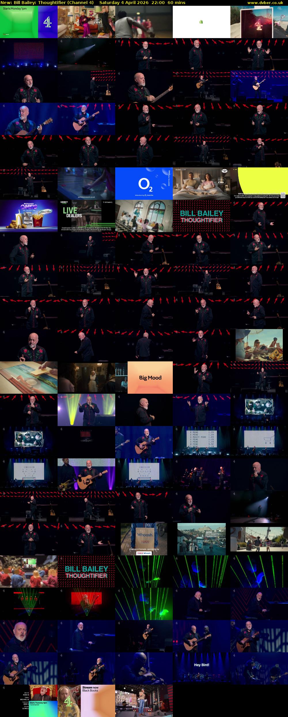 Bill Bailey: Thoughtifier (Channel 4) Saturday 4 April 2026 22:00 - 23:00