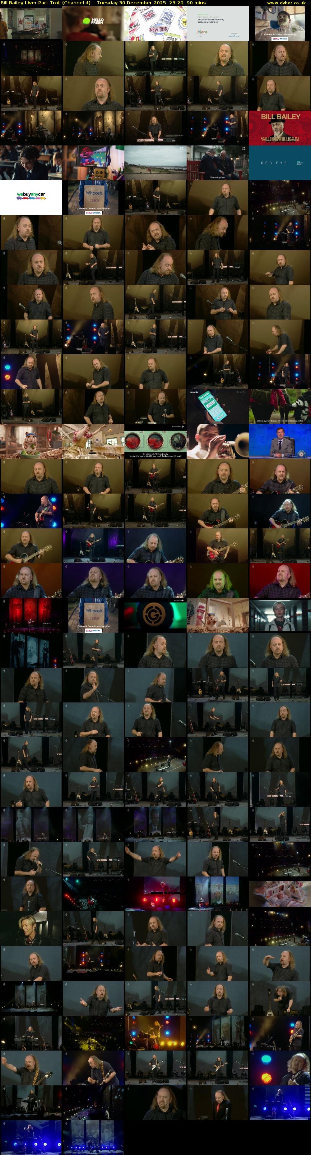 Bill Bailey Live: Part Troll (Channel 4) Tuesday 30 December 2025 23:20 - 00:50