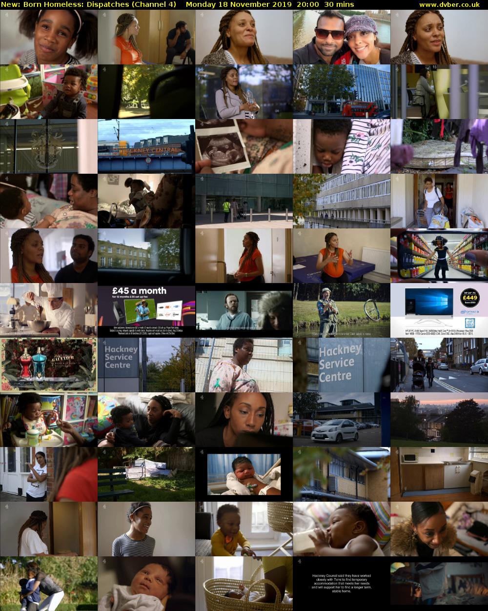 Born Homeless: Dispatches (Channel 4) Monday 18 November 2019 20:00 - 20:30