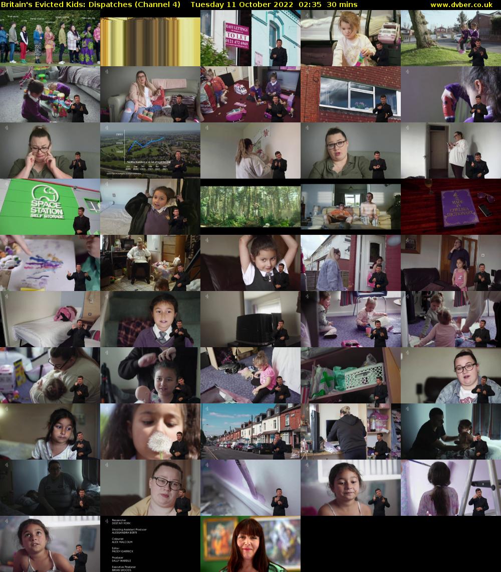 Britain's Evicted Kids: Dispatches (Channel 4) Tuesday 11 October 2022 02:35 - 03:05