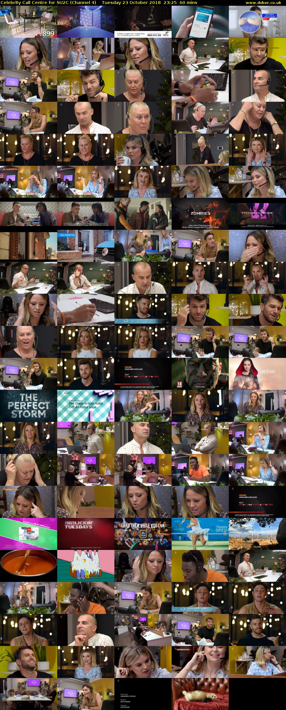 Celebrity Call Centre for SU2C (Channel 4) Tuesday 23 October 2018 23:25 - 00:25