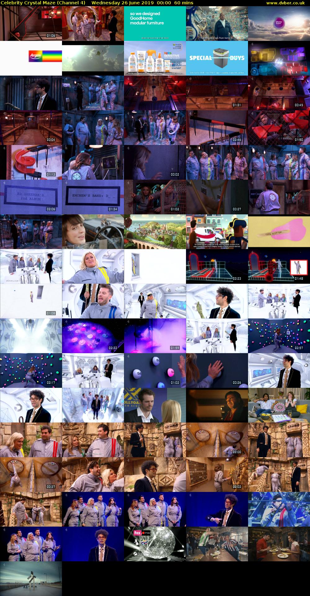 Celebrity Crystal Maze (Channel 4) Wednesday 26 June 2019 00:00 - 01:00