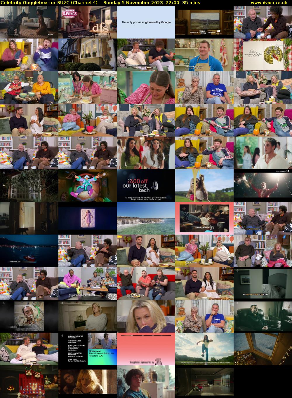 Celebrity Gogglebox for SU2C (Channel 4) Sunday 5 November 2023 22:00 - 22:35