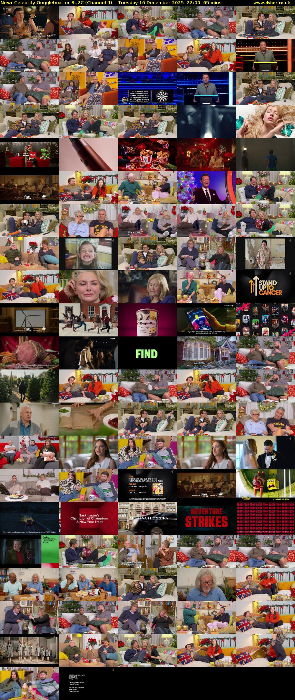 Celebrity Gogglebox for SU2C (Channel 4) Tuesday 16 December 2025 22:00 - 23:05