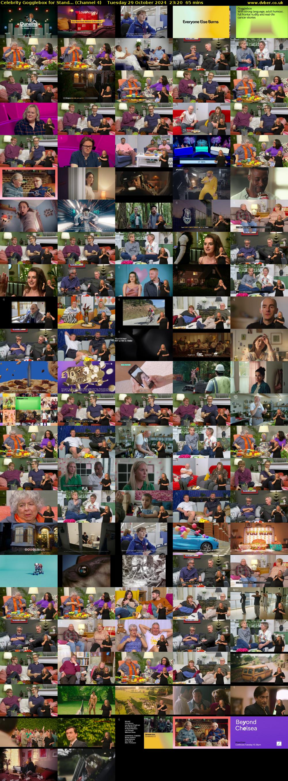Celebrity Gogglebox for Stand... (Channel 4) Tuesday 29 October 2024 23:20 - 00:25