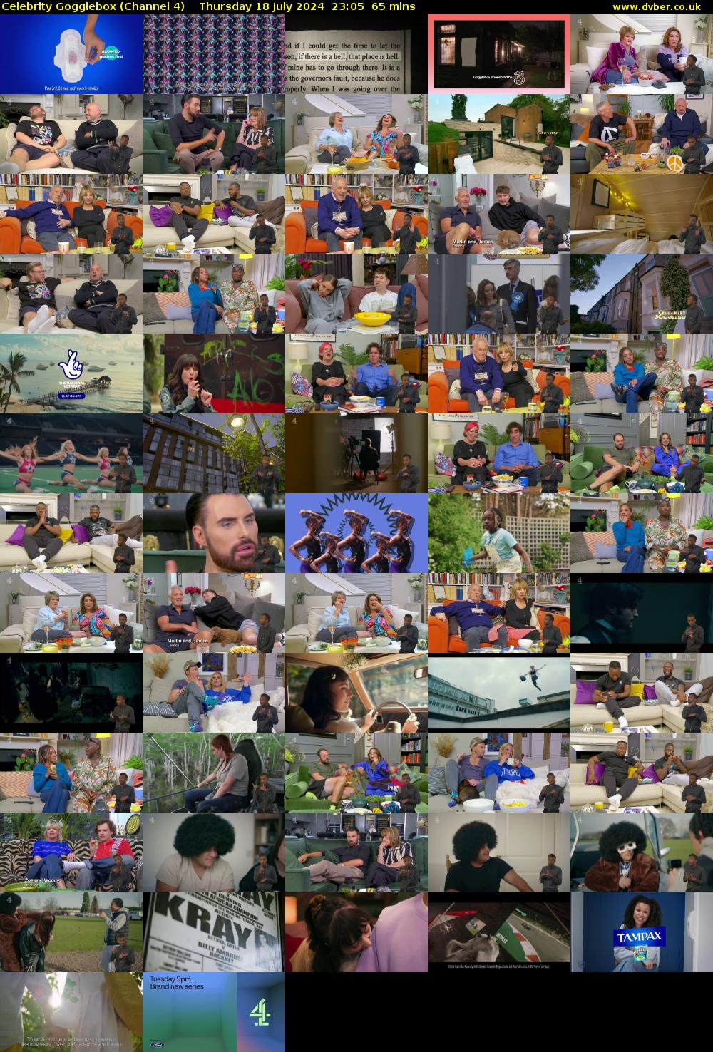 Celebrity Gogglebox (Channel 4) Thursday 18 July 2024 23:05 - 00:10