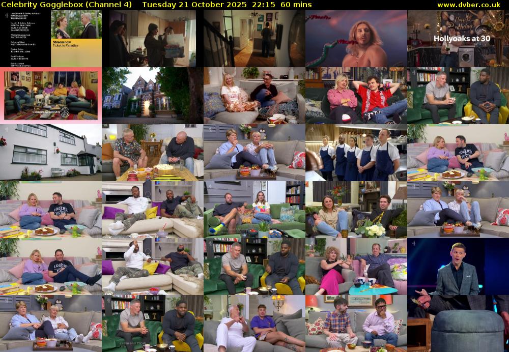 Celebrity Gogglebox (Channel 4) Tuesday 21 October 2025 22:15 - 23:15