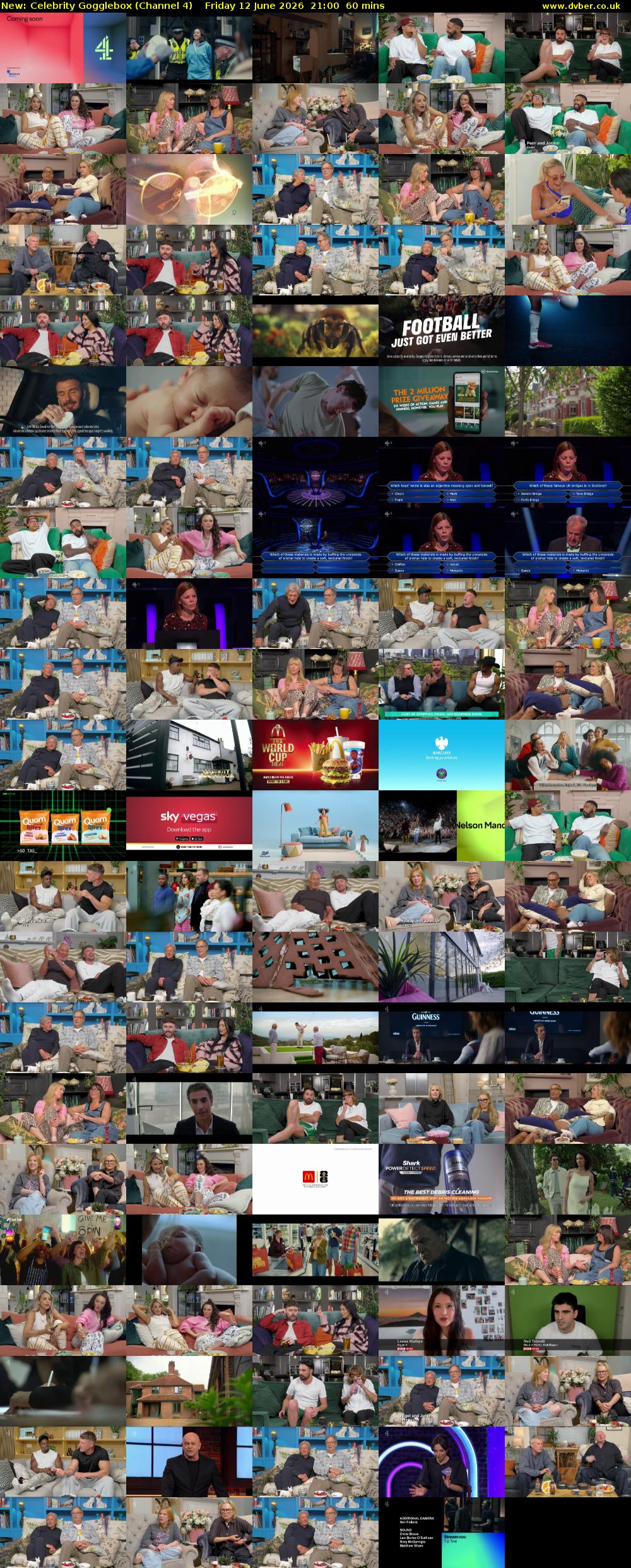 Celebrity Gogglebox (Channel 4) Friday 12 June 2026 21:00 - 22:00