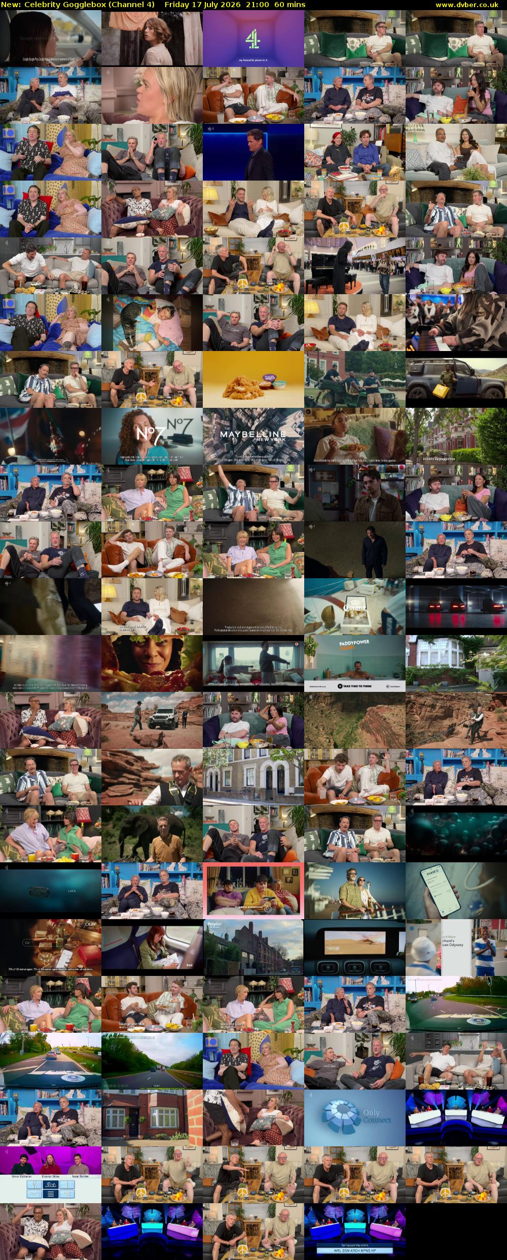 Celebrity Gogglebox (Channel 4) Friday 17 July 2026 21:00 - 22:00