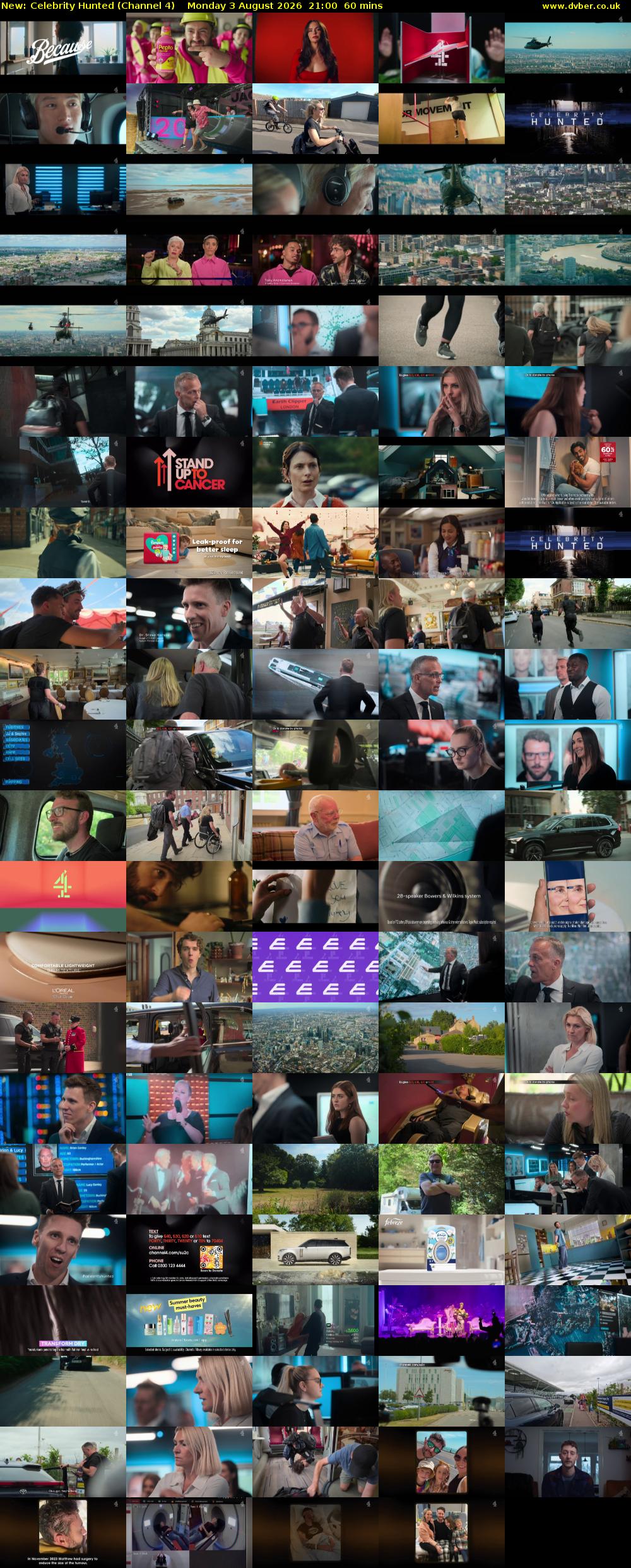 Celebrity Hunted (Channel 4) Monday 3 August 2026 21:00 - 22:00