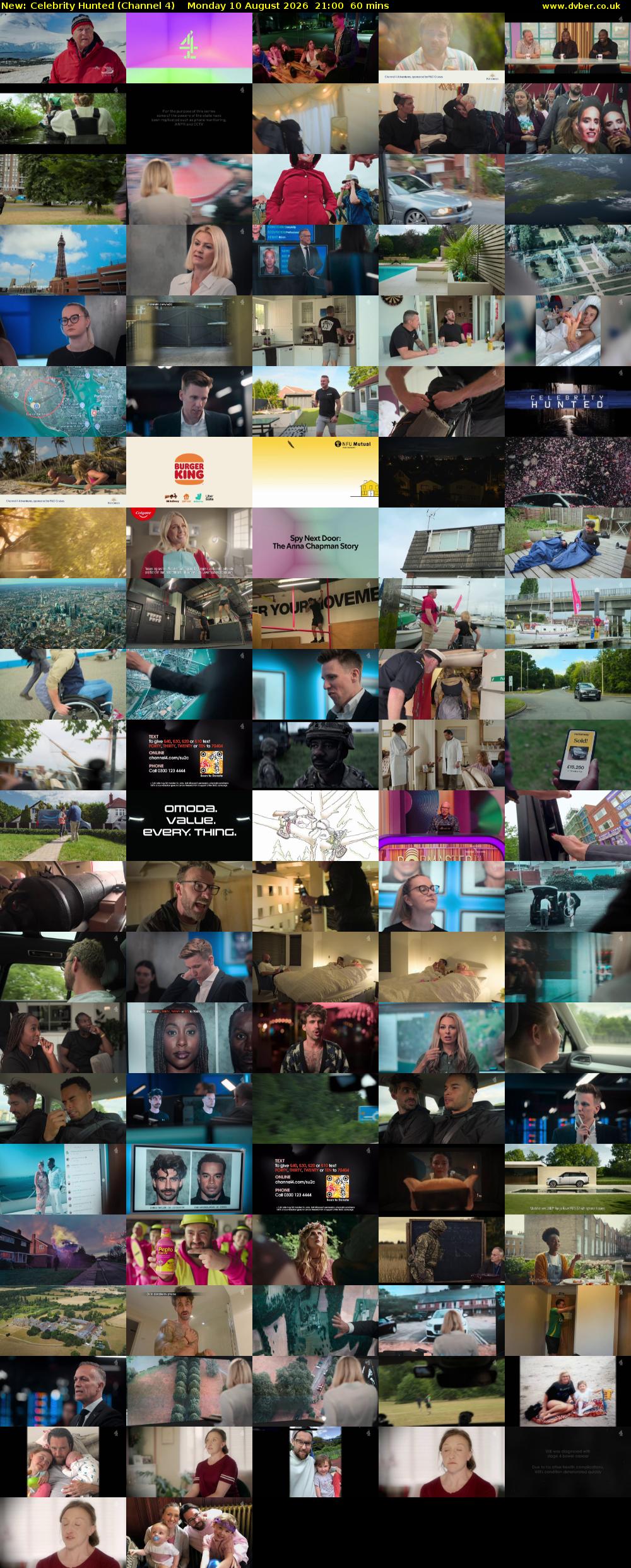 Celebrity Hunted (Channel 4) Monday 10 August 2026 21:00 - 22:00